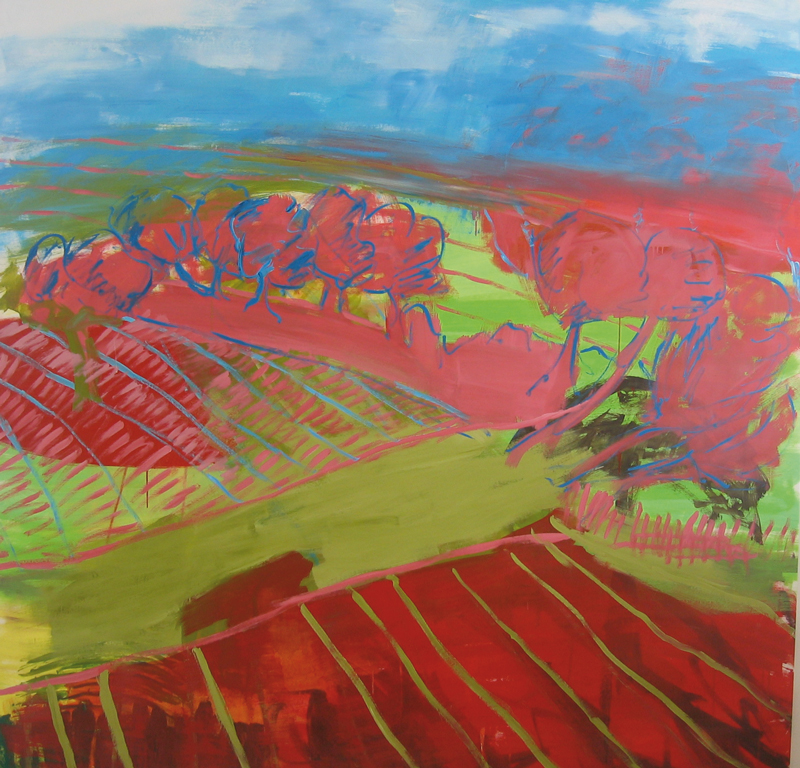 Die Künstlerin Brigitte Siebeneichler öffnet jederzeit ihr Atelier (hier: Landschaft / 200 x 200 cm / Pigmente/Acryl auf Leinwand) http://www.linea-futura.de/wp-content/uploads/2011/04/IMG_80871.jpg